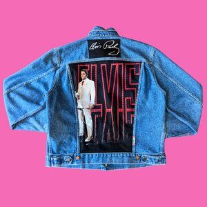 Elvis Presley Upcycled Denim Jacket Size L